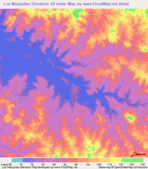 Los Mezquitas,Uruguay Elevation Map