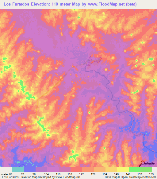 Los Furtados,Uruguay Elevation Map