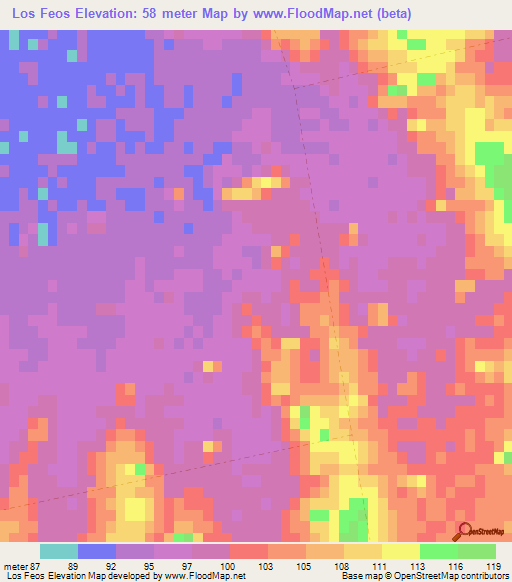 Los Feos,Uruguay Elevation Map