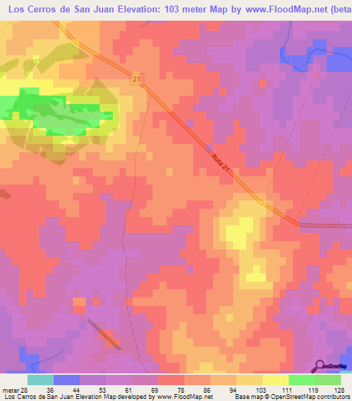 Los Cerros de San Juan,Uruguay Elevation Map