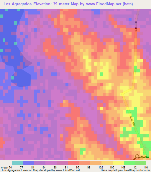 Los Agregados,Uruguay Elevation Map