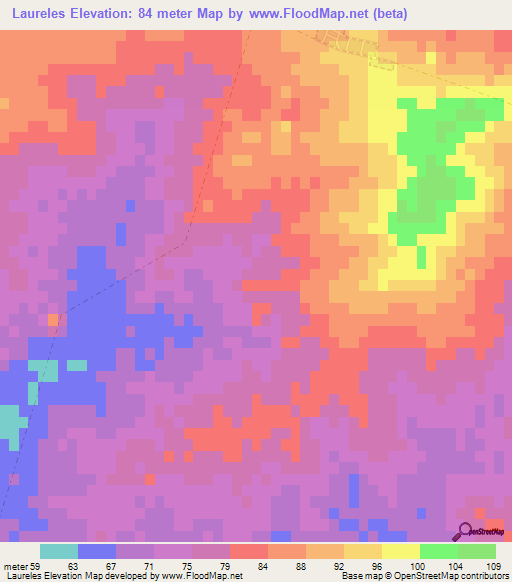 Laureles,Uruguay Elevation Map