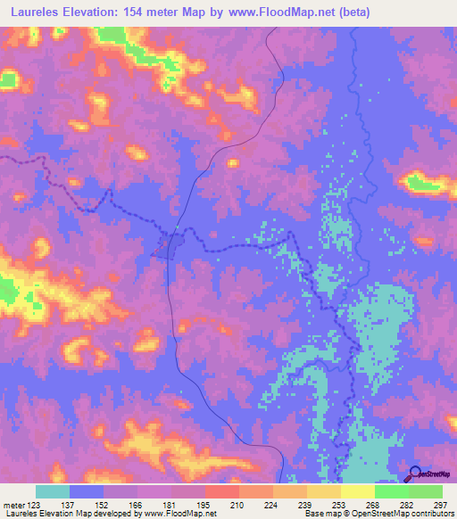 Laureles,Uruguay Elevation Map