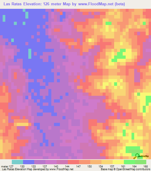 Las Ratas,Uruguay Elevation Map