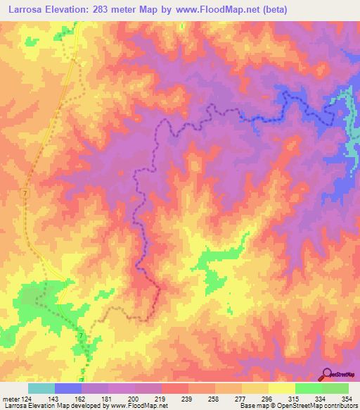Larrosa,Uruguay Elevation Map