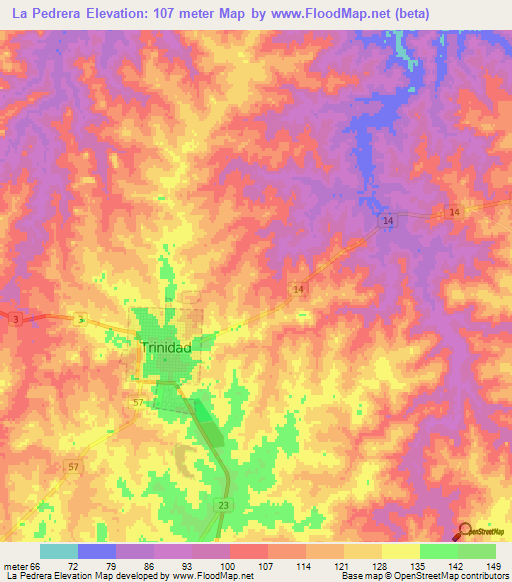La Pedrera,Uruguay Elevation Map