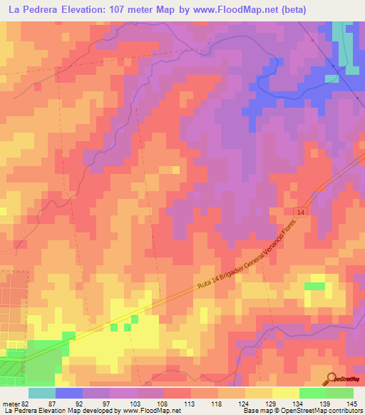 La Pedrera,Uruguay Elevation Map