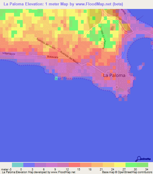 La Paloma,Uruguay Elevation Map