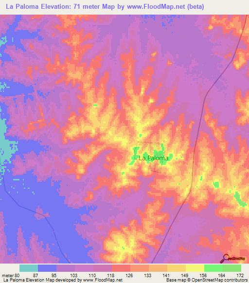 La Paloma,Uruguay Elevation Map
