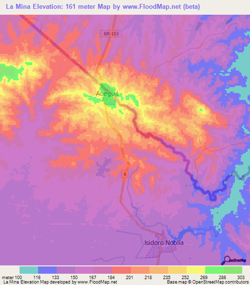La Mina,Uruguay Elevation Map