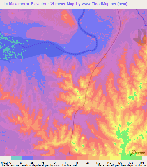La Mazamorra,Uruguay Elevation Map