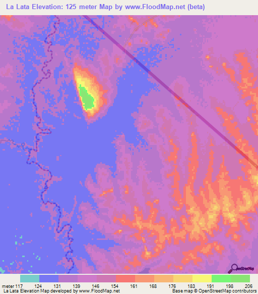 La Lata,Uruguay Elevation Map