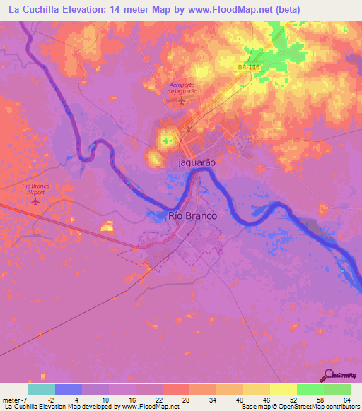 La Cuchilla,Uruguay Elevation Map
