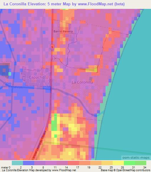 La Coronilla,Uruguay Elevation Map
