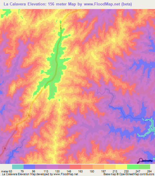 La Calavera,Uruguay Elevation Map