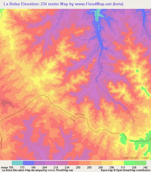 La Bolsa,Uruguay Elevation Map