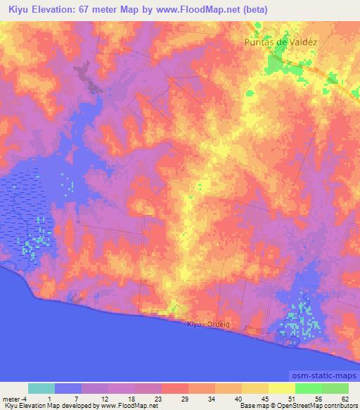 Kiyu,Uruguay Elevation Map