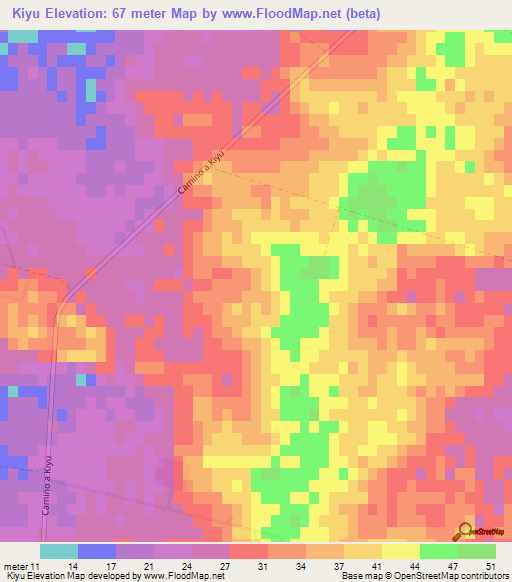Kiyu,Uruguay Elevation Map