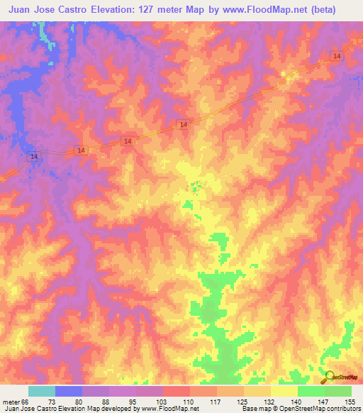 Juan Jose Castro,Uruguay Elevation Map