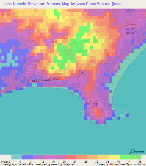 Jose Ignacio,Uruguay Elevation Map