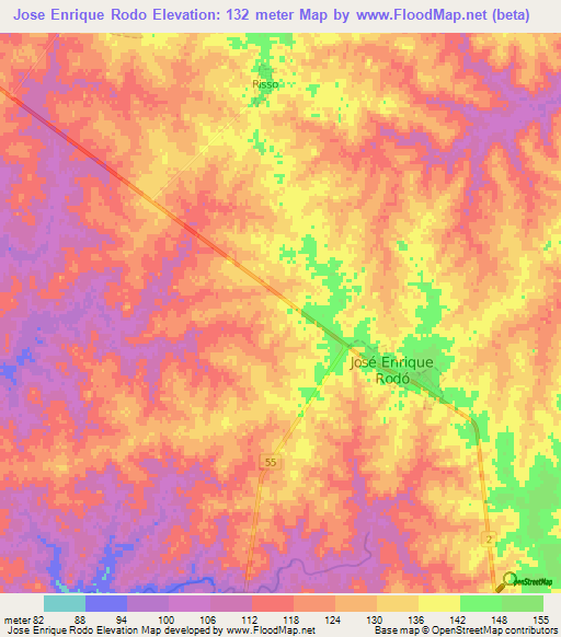 Jose Enrique Rodo,Uruguay Elevation Map
