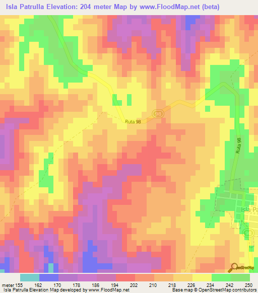 Isla Patrulla,Uruguay Elevation Map