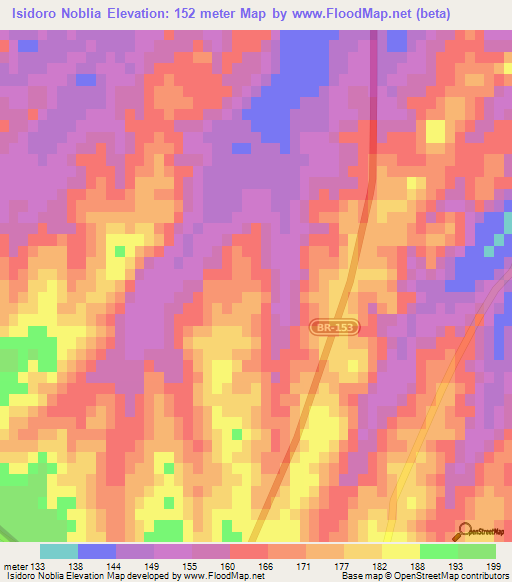Isidoro Noblia,Uruguay Elevation Map