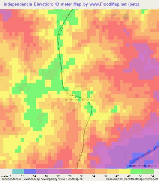Independencia,Uruguay Elevation Map
