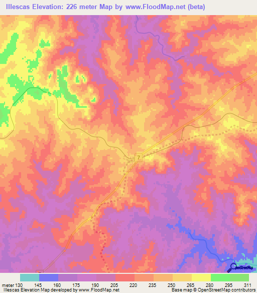 Illescas,Uruguay Elevation Map