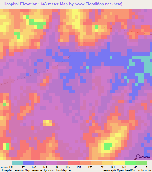 Hospital,Uruguay Elevation Map
