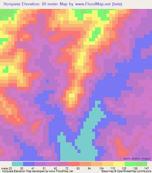 Horqueta,Uruguay Elevation Map