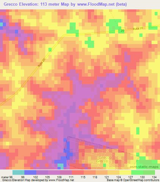 Grecco,Uruguay Elevation Map