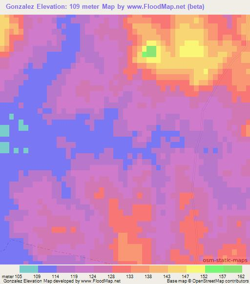 Gonzalez,Uruguay Elevation Map