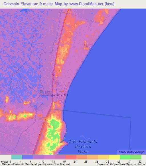Gervasio,Uruguay Elevation Map