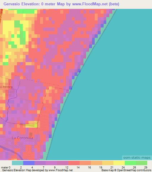 Gervasio,Uruguay Elevation Map
