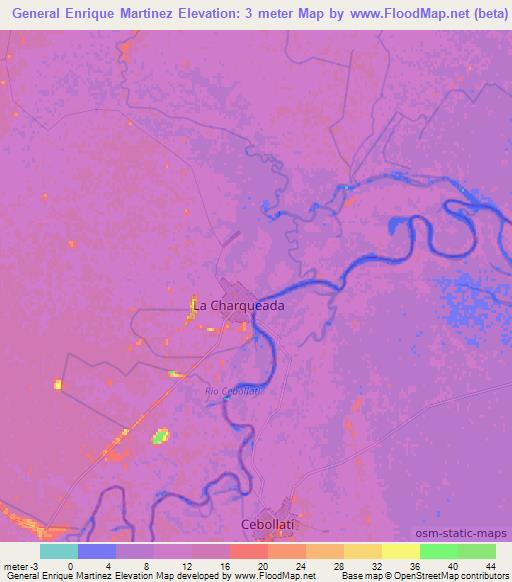 General Enrique Martinez,Uruguay Elevation Map