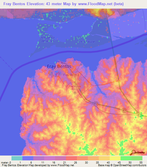 Fray Bentos,Uruguay Elevation Map