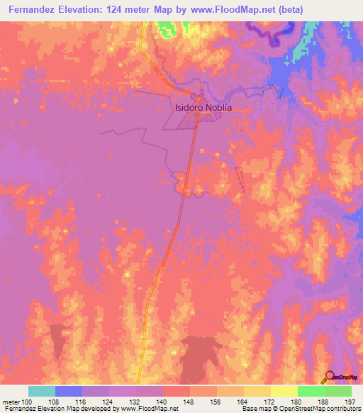Fernandez,Uruguay Elevation Map
