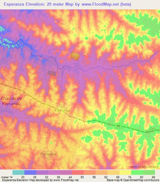 Esperanza,Uruguay Elevation Map