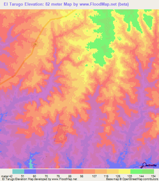 El Tarugo,Uruguay Elevation Map