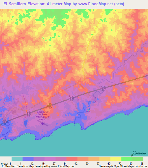 El Semillero,Uruguay Elevation Map