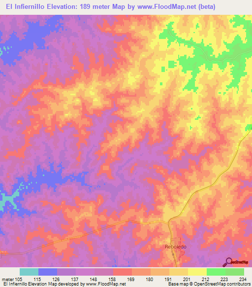 El Infiernillo,Uruguay Elevation Map