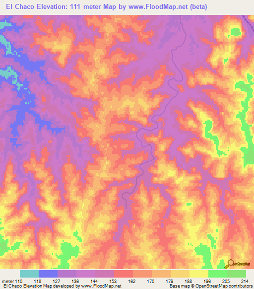 El Chaco,Uruguay Elevation Map