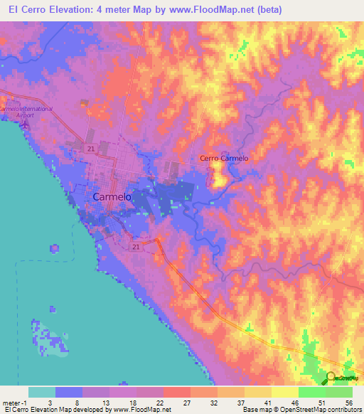 El Cerro,Uruguay Elevation Map