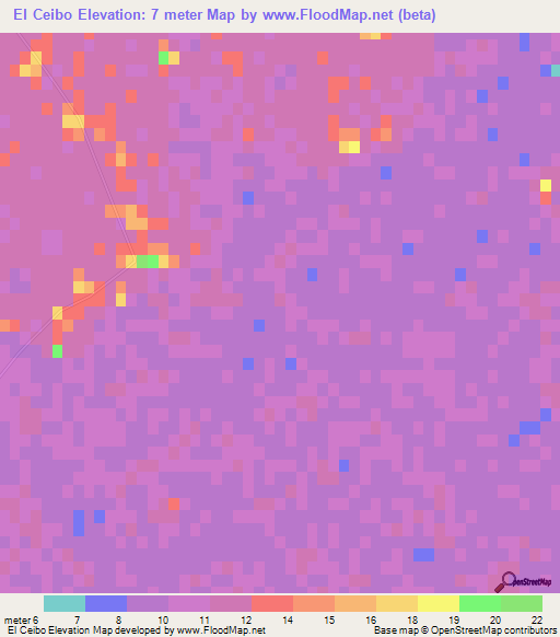 El Ceibo,Uruguay Elevation Map