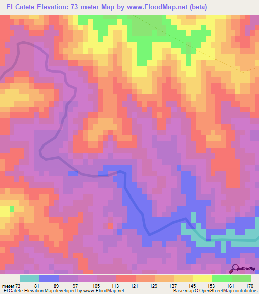 El Catete,Uruguay Elevation Map