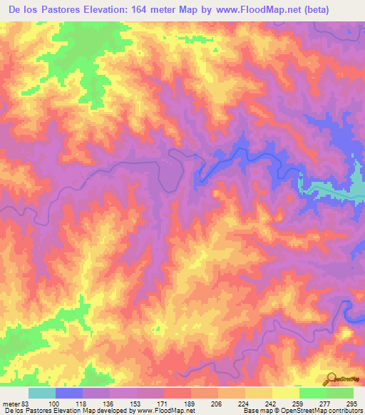 De los Pastores,Uruguay Elevation Map