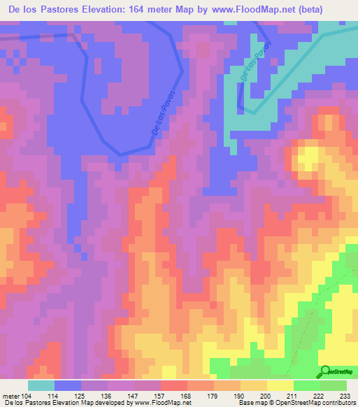 De los Pastores,Uruguay Elevation Map