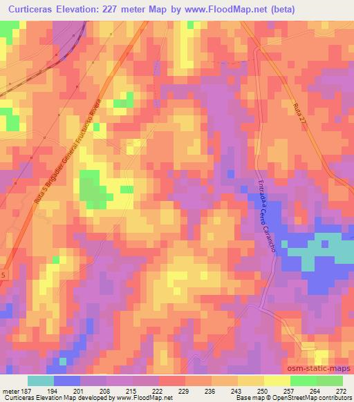 Curticeras,Uruguay Elevation Map