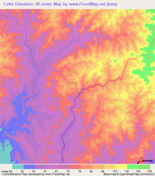 Cufre,Uruguay Elevation Map